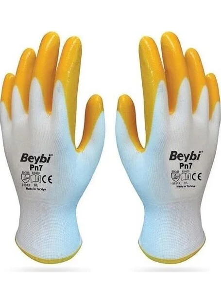 Beybi Nitrile Worker Gloves Yellow Pn7 No-10 Xl 6 Pcs