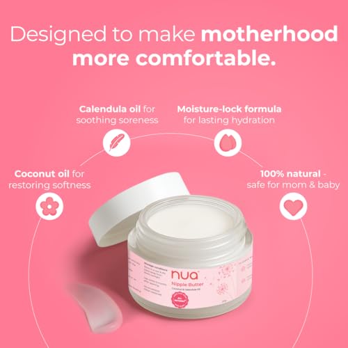 Nua Nipple Butter | 20g | Restores Softness & Eases Soreness During Breastfeeding | Hydrates Dry & Cracked Nipples | With Coconut & Calendula Oil | 100% Natural | Safe for Mom & Baby - Image 4