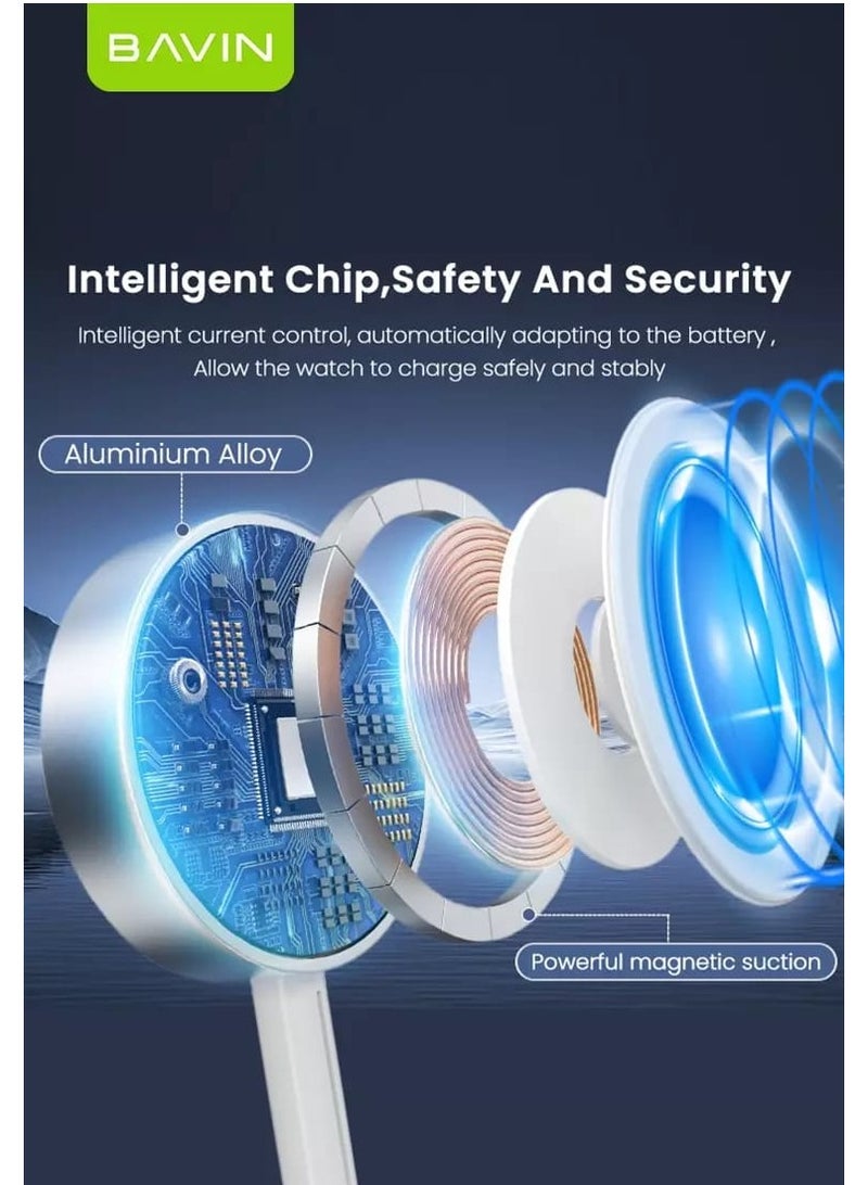 Bavin Magnetic Wireless Charger 2In1 For Smartwatch and Smart Phone Type-C Super Fast Charging and Portable - Image 3