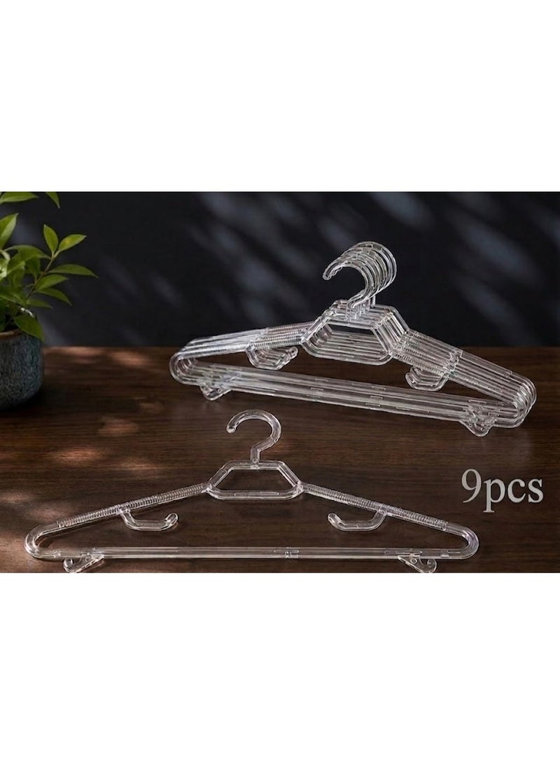 Clear acrylic hanger set - 9 pieces for clothes - Code 683 - Non-slip, durable and heavy-duty - Image 2