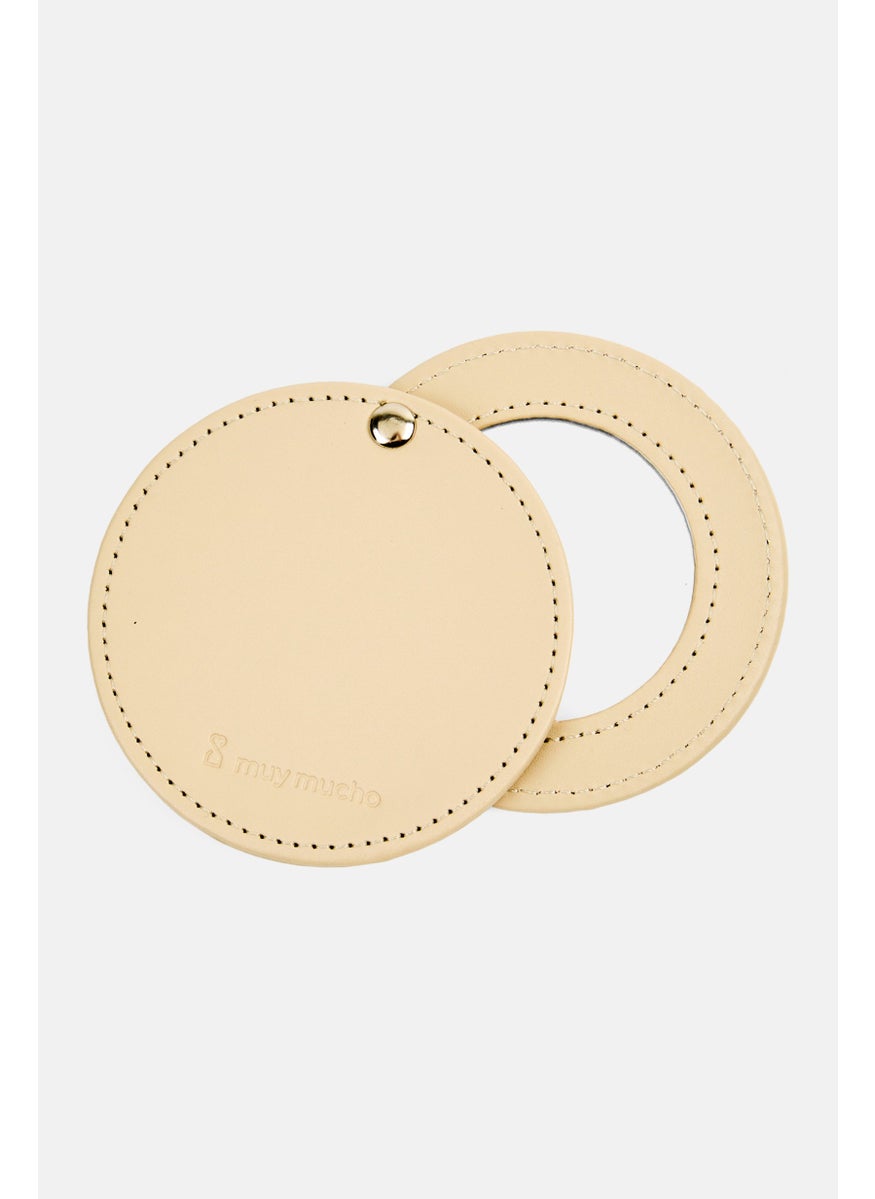 Muy Mucho Pocket Mirror 8 x 8 x 0,9 cm, Beige  - Image 1