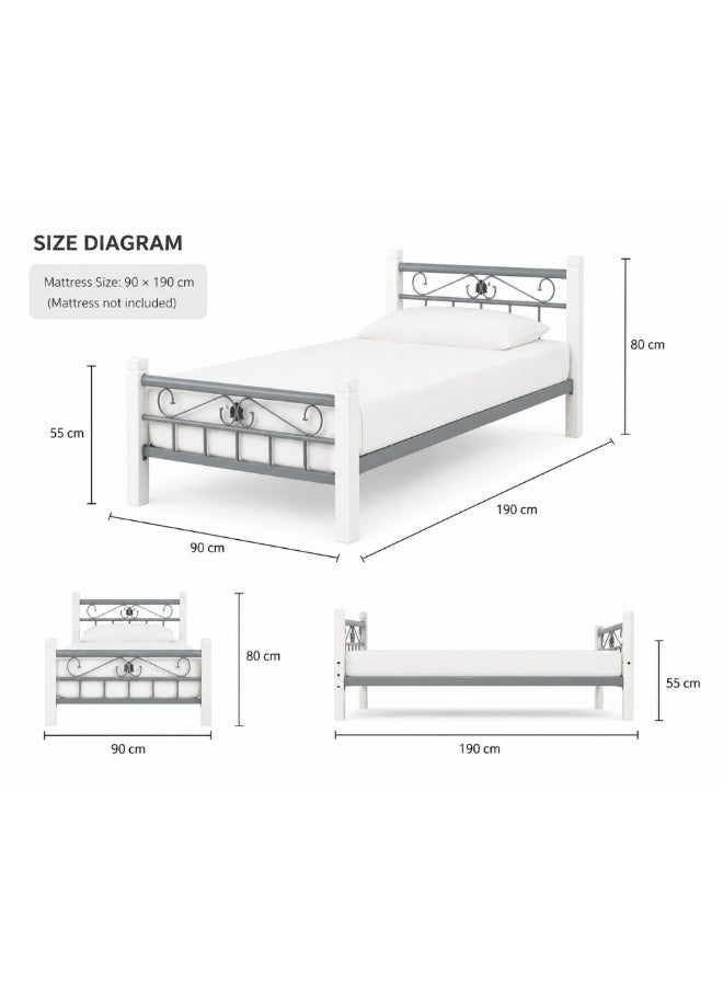 SUNLIT HOME VIENA Solid wood metal Single Bed | Sturdy Modern Design Wooden Single Bed Frame 190X90 Cm - Image 4