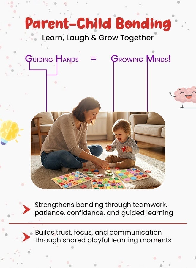 ABCD And Number Puzzle Board – Montessori Learning Toy with Capital Letters And Numbers | Educational Indoor & Outdoor Activity Board for Toddlers Age 3+ - Image 3