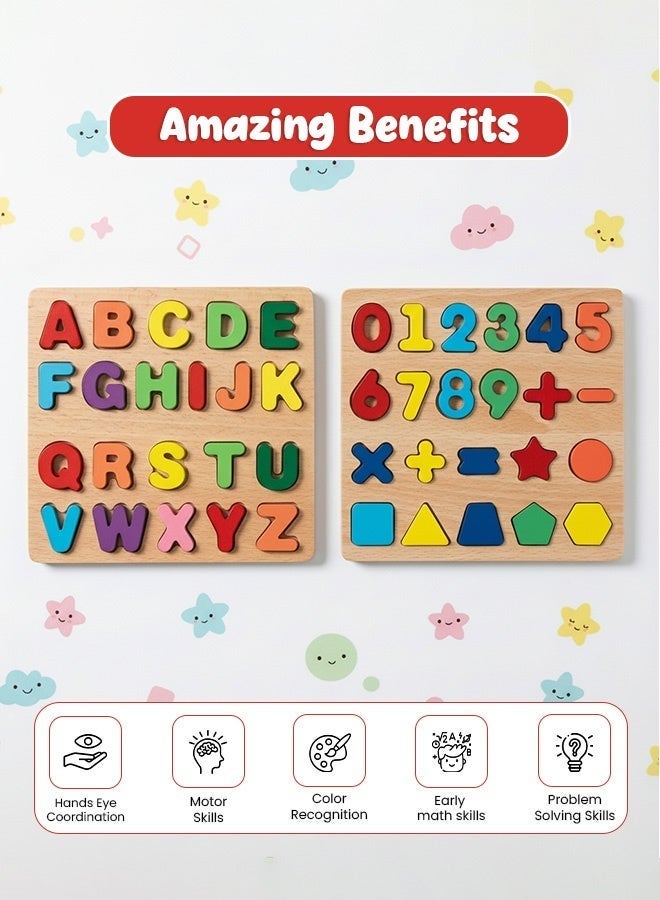 ABCD And Number Puzzle Board – Montessori Learning Toy with Capital Letters And Numbers | Educational Indoor & Outdoor Activity Board for Toddlers Age 3+ - Image 2