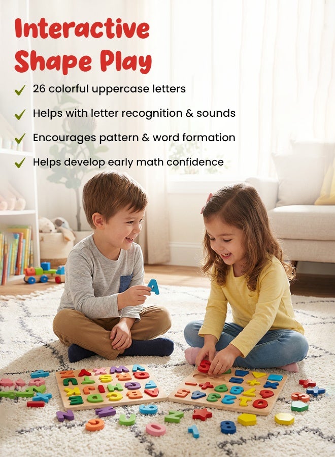 ABCD And Number Puzzle Board – Montessori Learning Toy with Capital Letters And Numbers | Educational Indoor & Outdoor Activity Board for Toddlers Age 3+ - Image 4