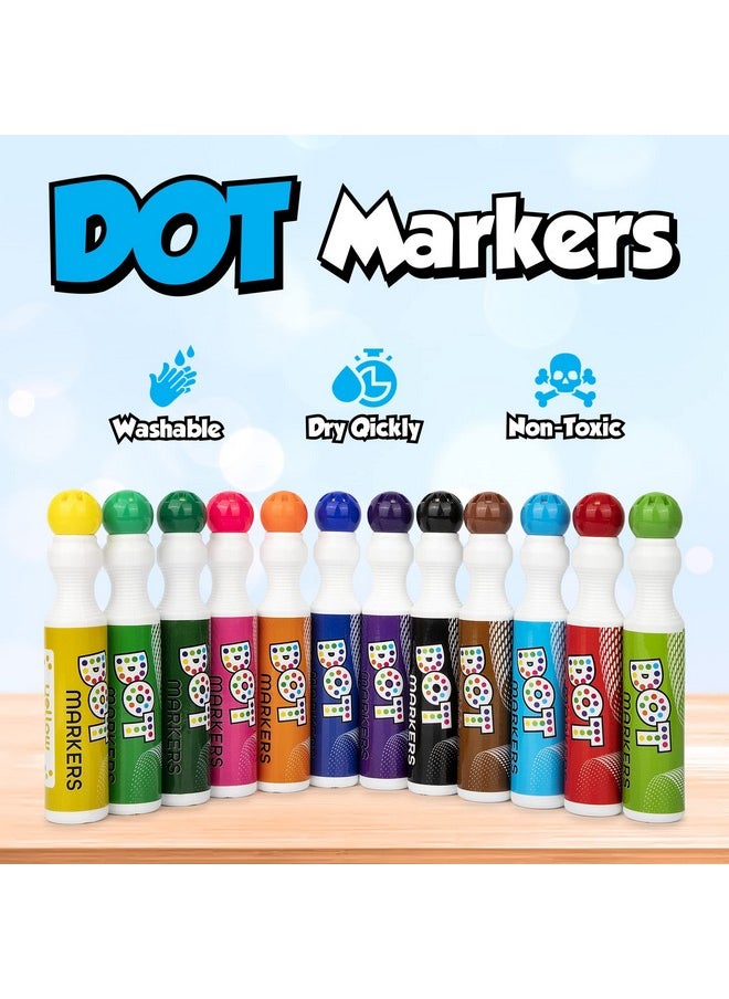 PLAYKIDIZ Darice Washable Dot Markers for Toddlers, 12 Colors (40ml 1.35oz) Paint Marker Dot Art Set, Water Based Non-Toxic Bingo Daubers for Kids  - Image 3