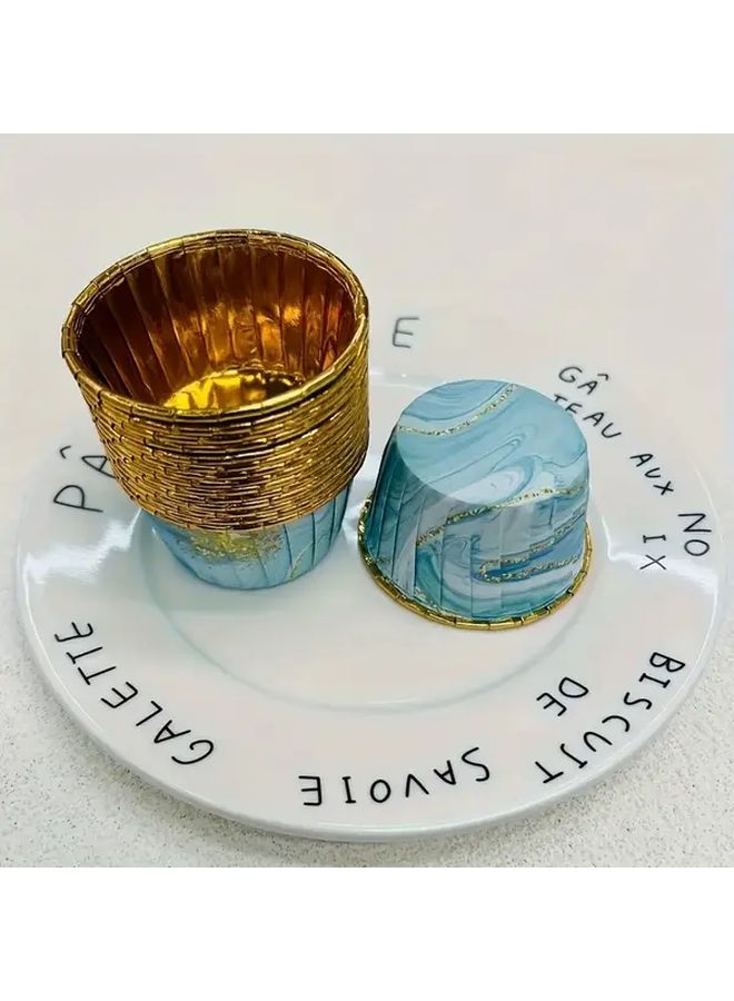 50 Pcs Black Marble Pattern Disposable Cake Cups Heat Resistant Glossy Paper Cupcake Liners Ruffled Edge Muffin Molds For Weddings And Birthday Parties - Image 4