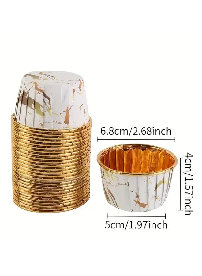 50 Pcs Black Marble Pattern Disposable Cake Cups Heat Resistant Glossy Paper Cupcake Liners Ruffled Edge Muffin Molds For Weddings And Birthday Parties - Image 3