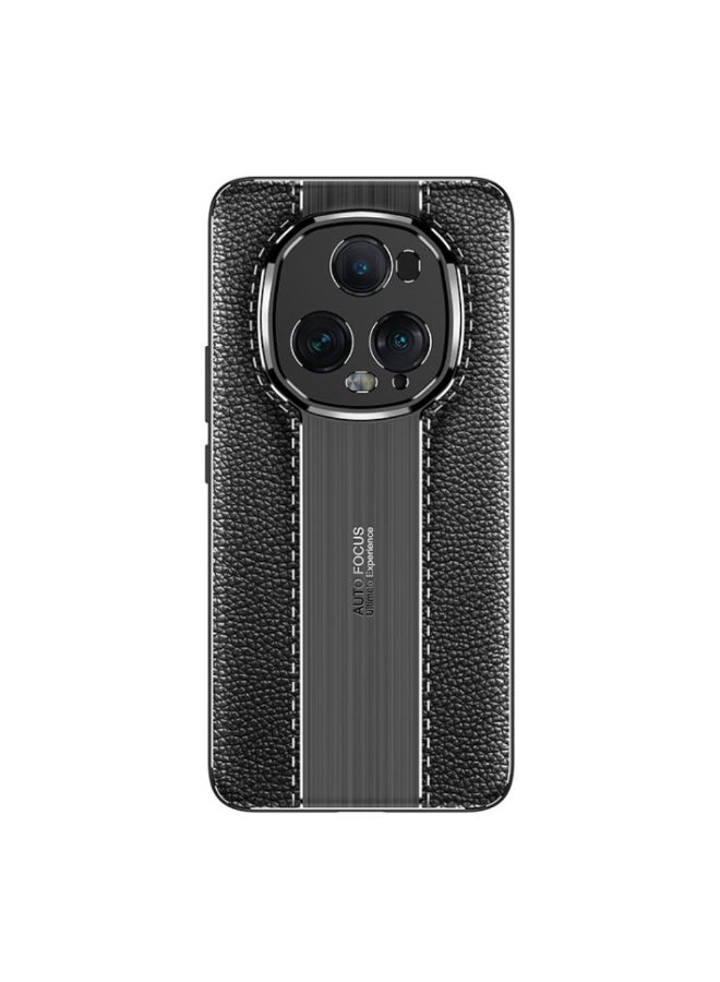 Case For Honor Magic 5 Ultimate 5G   ,- Brushed Shockproof Cover Leather Pattern Durable Protection Case Anti-Slip - With Ultra Protection For Camera - Black - Image 3