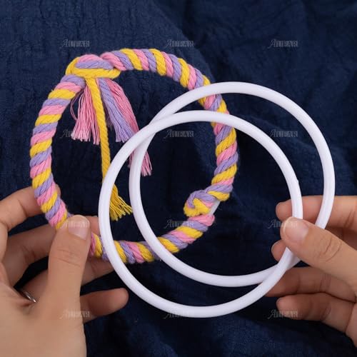 AUEAR, 30 Pack 4 Inch Plastic Dream Catcher Rings Round Wrapping Floral Macrame Charms Ring for Home DIY Craft Wedding - Image 4