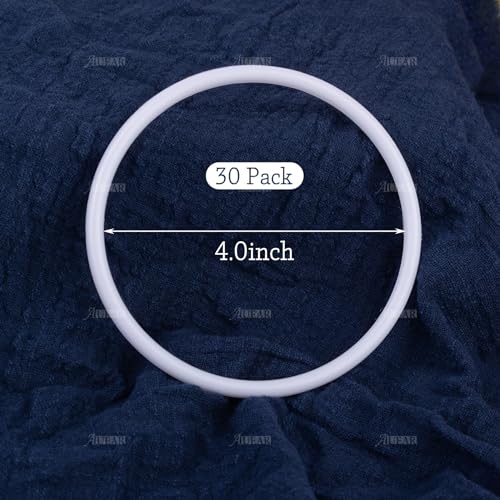 AUEAR, 30 Pack 4 Inch Plastic Dream Catcher Rings Round Wrapping Floral Macrame Charms Ring for Home DIY Craft Wedding - Image 2