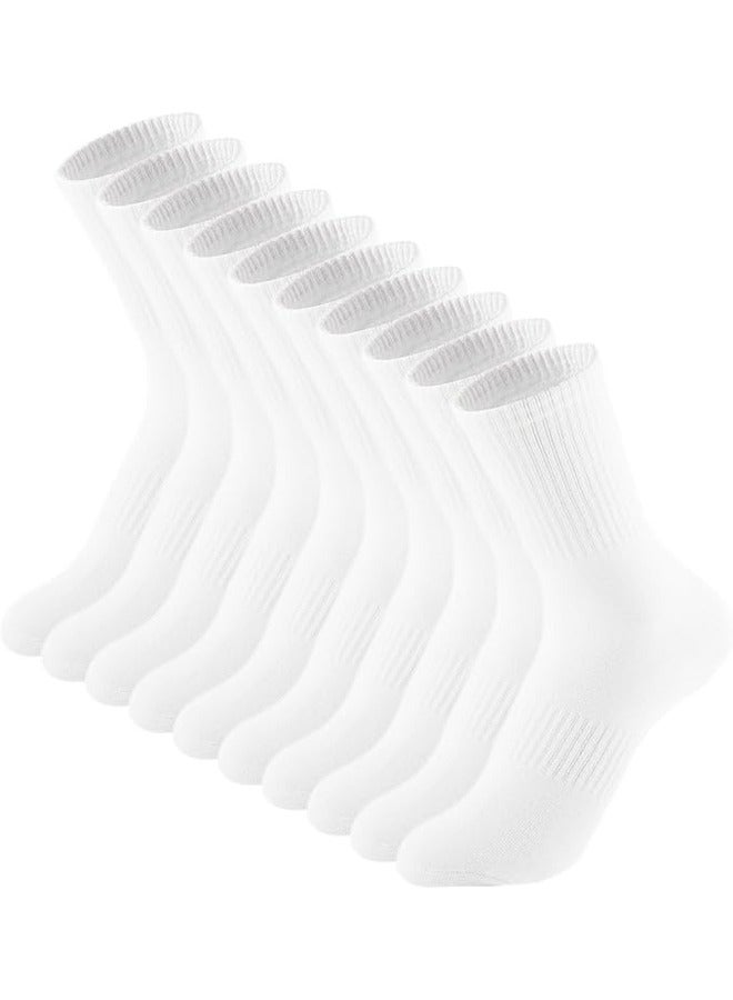 DUNISO 5 Pairs Womens Crew Socks Casual Athletic Gym LightWeight Thin Cotton Socks，Comfort Breathable Socks，Non-Slip，White - Image 1