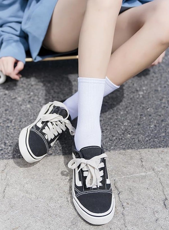 DUNISO 5 Pairs Womens Crew Socks Casual Athletic Gym LightWeight Thin Cotton Socks，Comfort Breathable Socks，Non-Slip，White - Image 4