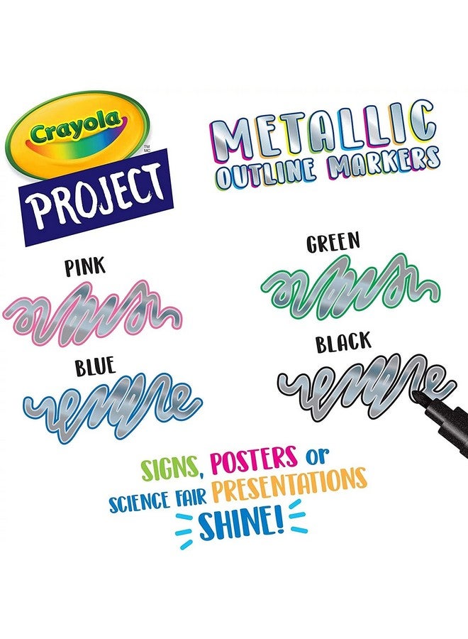 Crayola Metallic Outline Markers, Assorted Colors, Art Supplies, 4 Count - Image 4