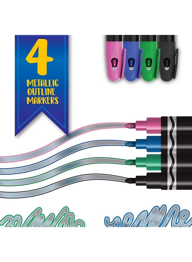 Crayola Metallic Outline Markers, Assorted Colors, Art Supplies, 4 Count - Image 5