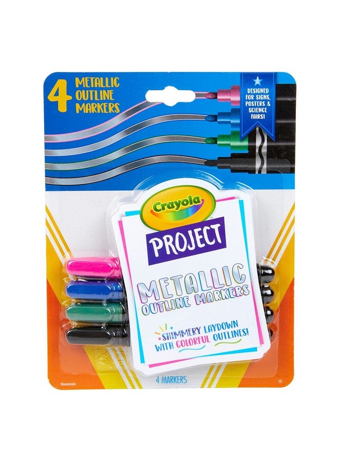 Crayola Metallic Outline Markers, Assorted Colors, Art Supplies, 4 Count - Image 1