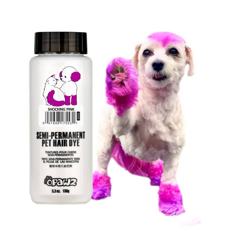 OPAWZ Semi-Permanent Dog Hair Dye, Food-Grade Pigment Dog Dye, Non-Toxic Pet Hair Dye for Dogs, Cats and All Pets Can be Bathed (Shocking Pink) - Image 1