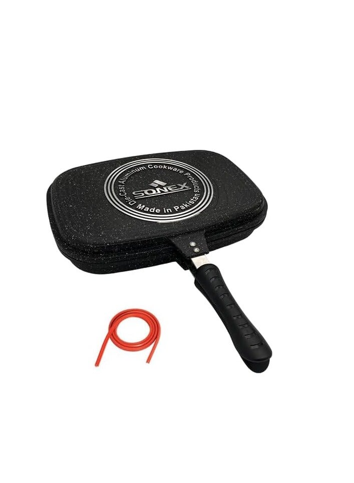 SONEX Die Cast Double Grill Pan 30cm, Ceramic Coating with Extra Rubber - Image 1