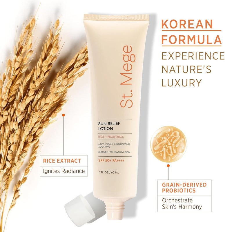 St. Mege Rice Korean Lightweight Sunscreen - Daily 50+ PA++++ Travel Size Sunscreen Lotion - Reef Safe, Asian Skincare Sunblock - Image 2