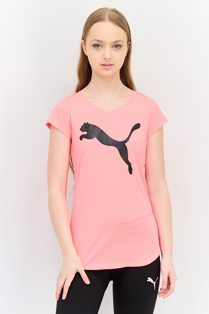 PUMA Women Slim Fit Short Sleeve Training Top, Bright Pink - Image 1