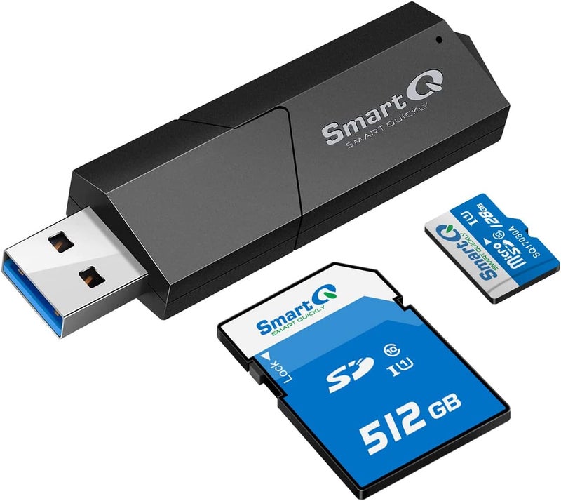 SmartQ USB 3.0 Dual Slot SD Card Reader – Fast SD & Micro SD Memory Card Reader for Camera, Photographer, Laptop, MacBook & Windows PC - Image 1