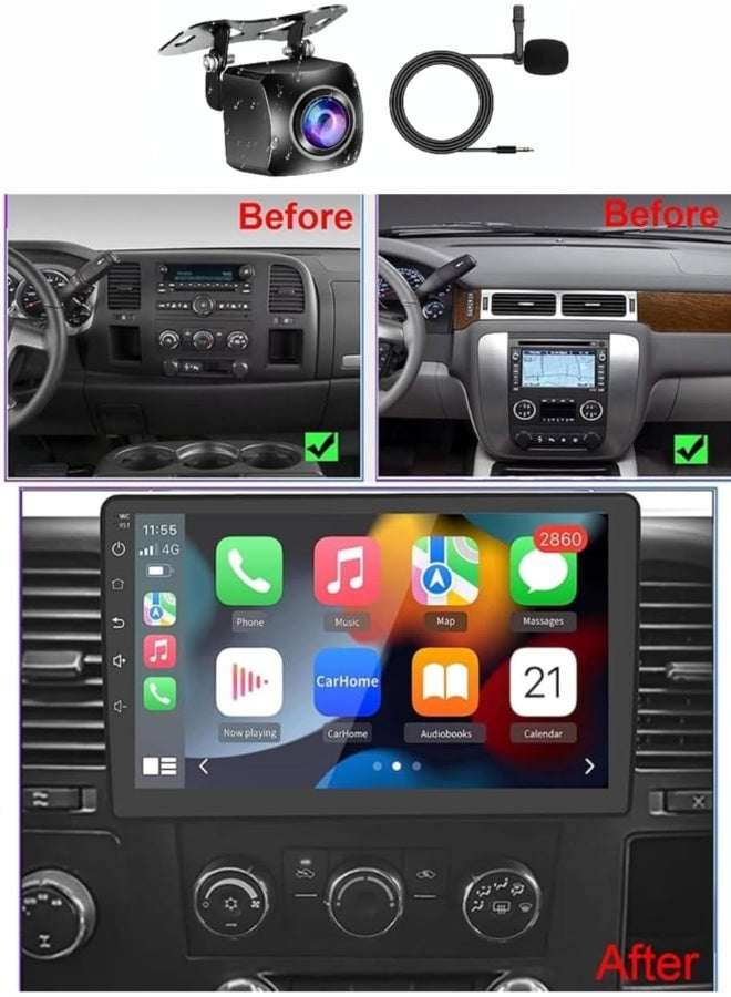 Vierex Car Stereo for Chevrolet Chevy Silverado Suburban Tahoe GMC Sierra Yukon, 10" Touch Screen Build-in GPS Wireless CarPlay Android Auto, Backup Camera/DSP Fast Interface (4+32GB Carplay 8CORE) - Image 3