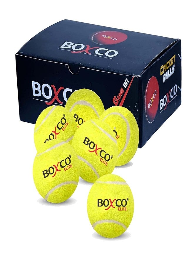 BOXCO Elite Medium Weight Tennis Cricket Ball, Practice Ball (Yellow, Pack of 6) - Image 1