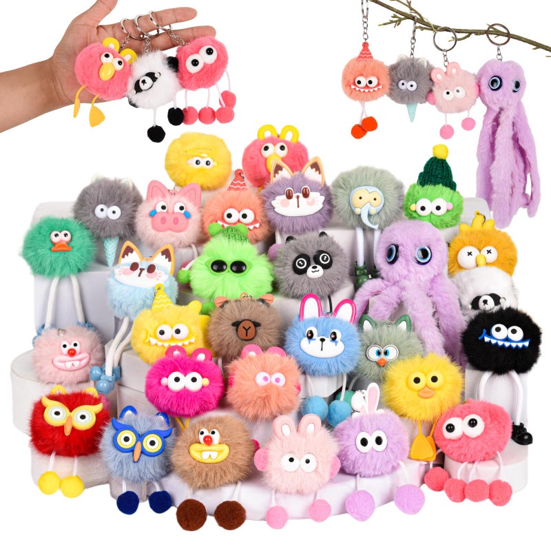 LiYiQ 30 Pcs Cute Plush Keychains Kawaii Keychain Bulk for Birthday Goodie Bags Pinata Toys Classroom Prizes Party Favors - Image 2
