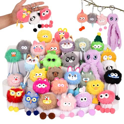 LiYiQ 30 Pcs Cute Plush Keychains Kawaii Keychain Bulk for Birthday Goodie Bags Pinata Toys Classroom Prizes Party Favors - Image 1