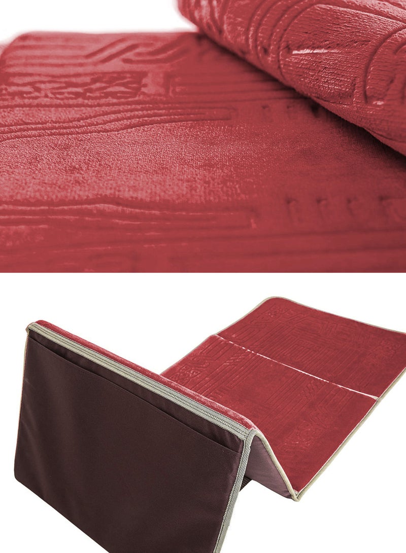 Foldable Islamic Praying Mat with Back Rest Prayer Rug with Carrying Bag Portable Cushioned Prayer Rug for Salah Size 110 X 53 Cm - Image 2