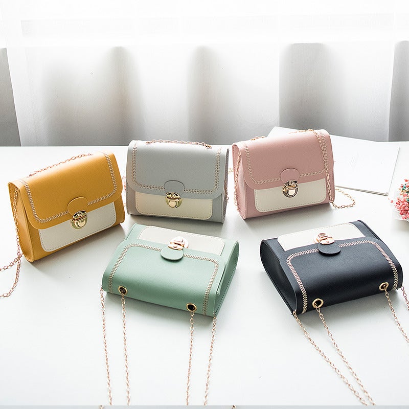 2020 Korean Version Of The New Fashion Joker Ins Color Matching Small Square Bag Shoulder Messenger Bag Chain Women'S Bag - Image 2