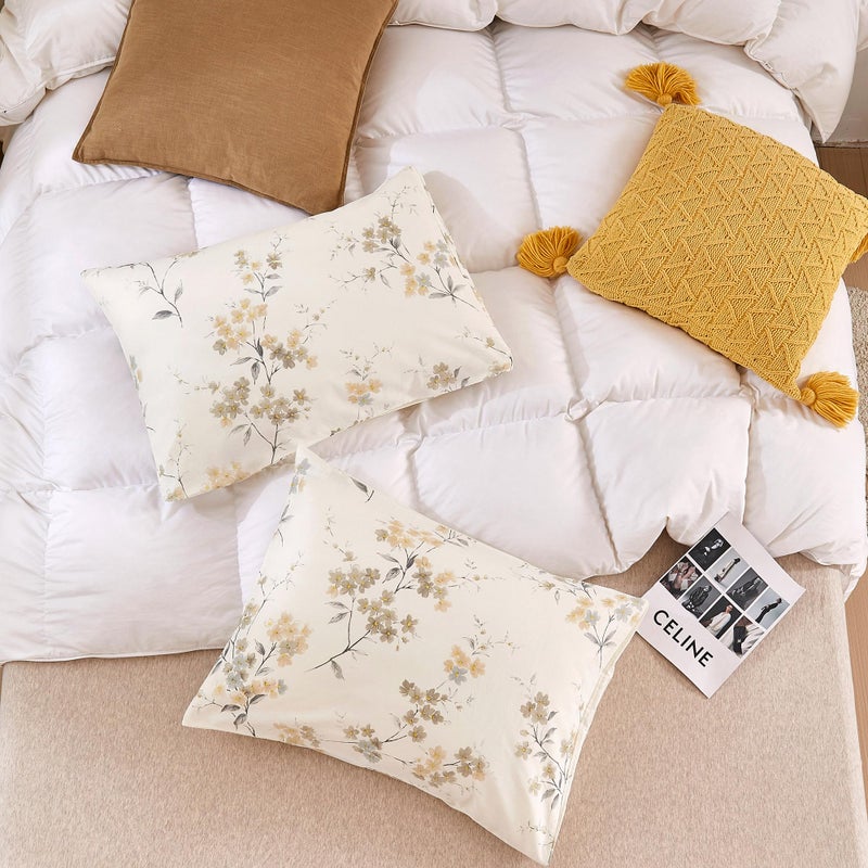 ECOCOTT ECOCOTT 2 Pack Pillowcase Queen Size with Vintage Wash Painting Floral Pillow Cases Set  100% Cotton Queen Pillow Covers Envelope Closure (Queen  20""x30"")  - Image 4