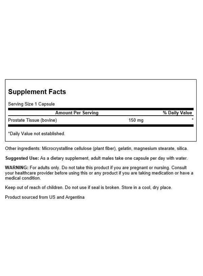 Swanson Raw Prostate Glandular 150 Milligrams 60 Capsules - Image 2