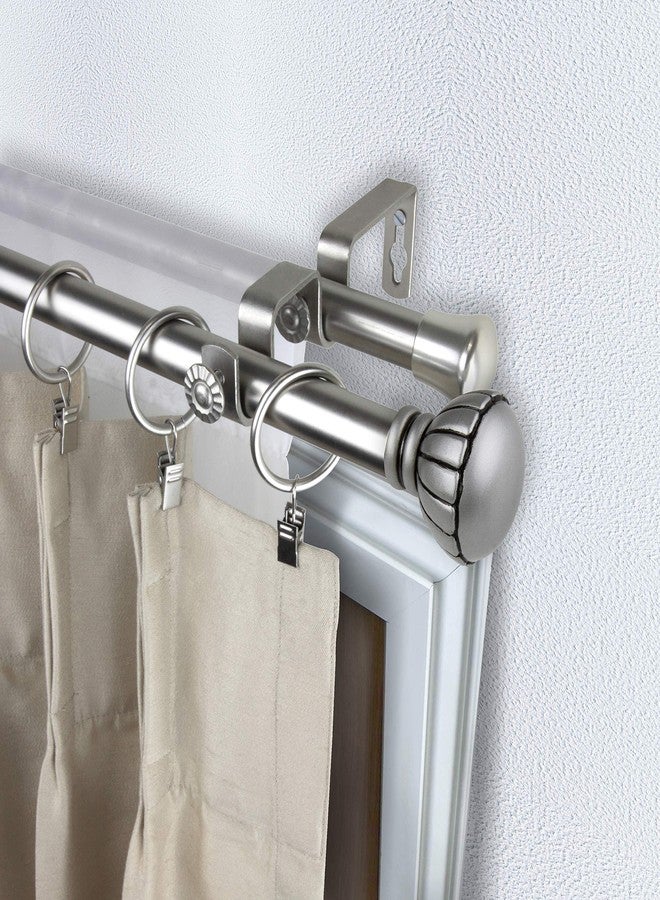 Rod Desyne Magnolia Double Window Set Curtain Rod, 48"-84", Satin Nickel - Image 4