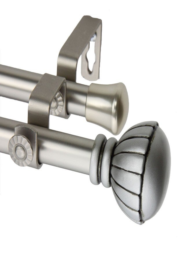 Rod Desyne Magnolia Double Window Set Curtain Rod, 48"-84", Satin Nickel - Image 1