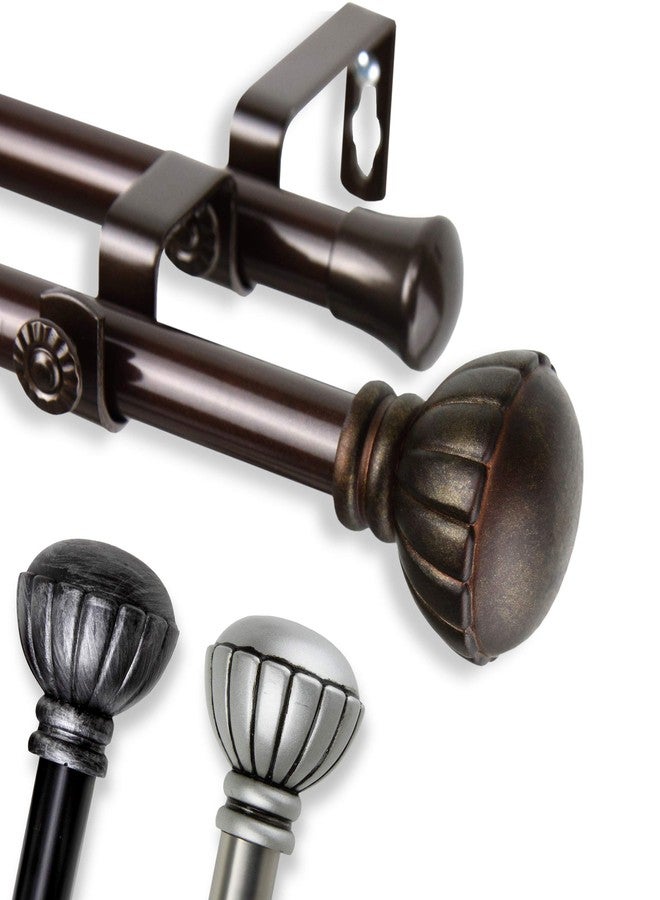 Rod Desyne Magnolia Double Window Set Curtain Rod, 48"-84", Satin Nickel - Image 3