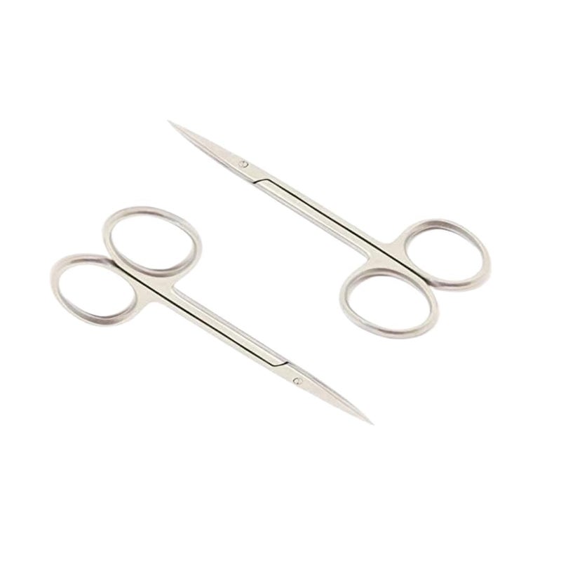 Three23 Stainless Steel Kenchi/Scissors for Manicure, Pedicure Eyebrow, Eyelashes Grooming, Nose,Beard,Facial,Bikini Hair Trimming, Cuticles Scissors – Pack of 2