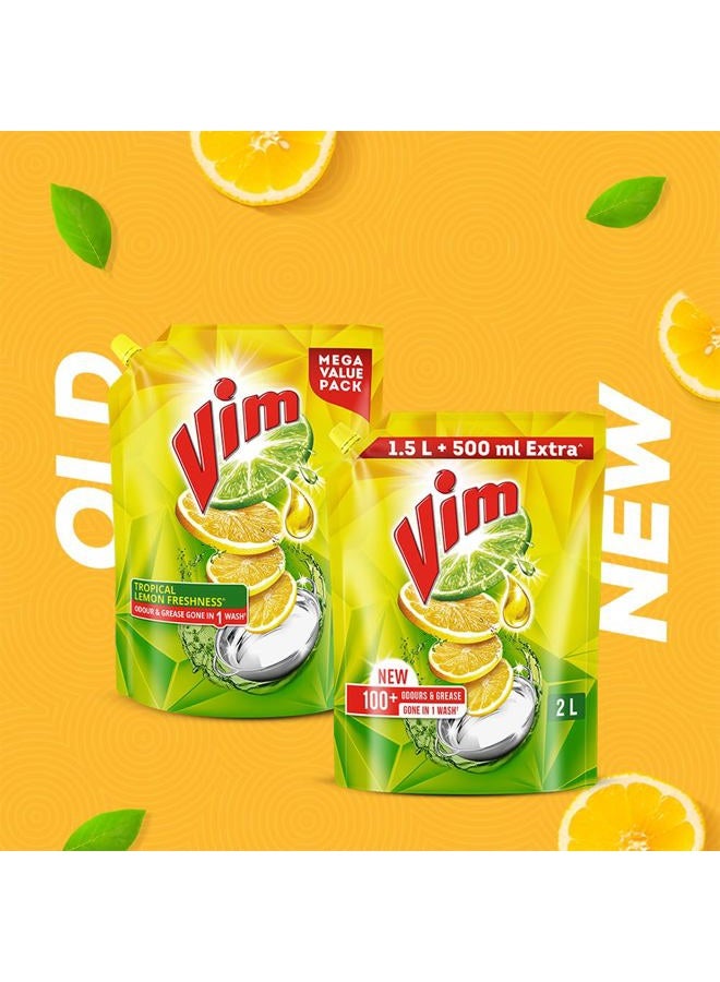 Vim Fresh Lemon Fragrance Dishwash Liquid Gel 2L Refill Pack|| Leaves No Residue|| Grease Cleaner For Utensils - Liquid Kitchen Soap Super Saver Offer - Image 3