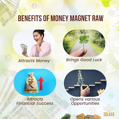 SOLAVA Money Magnet Raw Crystals - Original Certified Pyrite Stone, Citrine, Green Aventurine Stone, Tiger Eye, Clear Quartz Money Attraction Stone Crystals for Fame, Money, Financial Abundance, & Success - Image 3