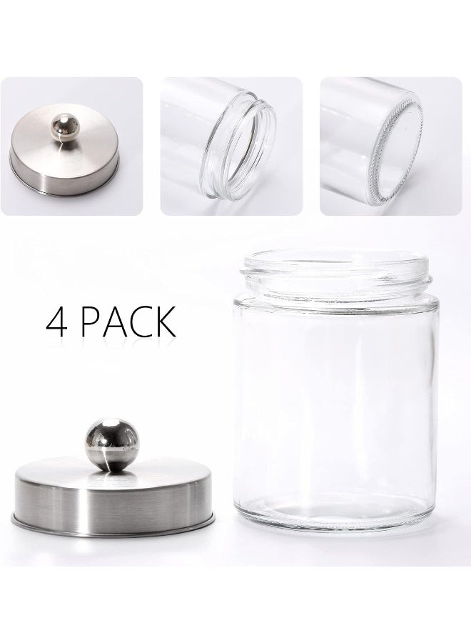 Tbestmax Tbestmax Glass Qtip Holder Dispenser, 10-Ounce Bathroom Containers Apothecary Jars with Metal Lids for Cotton Ball Swab Pad (4 Pack)  - Image 2