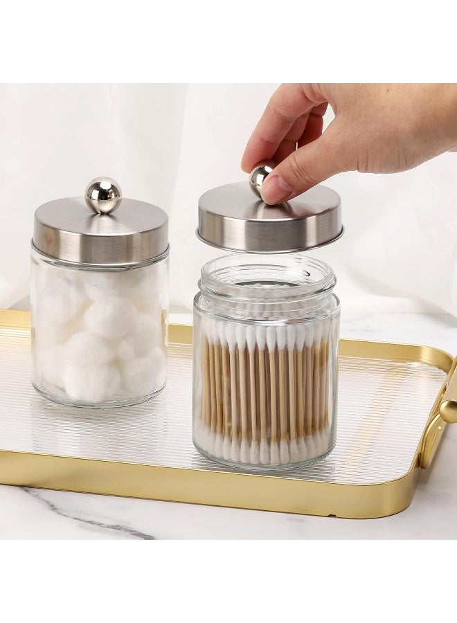 Tbestmax Tbestmax Glass Qtip Holder Dispenser, 10-Ounce Bathroom Containers Apothecary Jars with Metal Lids for Cotton Ball Swab Pad (4 Pack)  - Image 3
