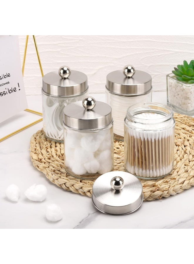 Tbestmax Tbestmax Glass Qtip Holder Dispenser, 10-Ounce Bathroom Containers Apothecary Jars with Metal Lids for Cotton Ball Swab Pad (4 Pack)  - Image 4