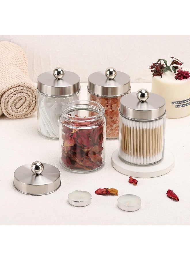 Tbestmax Tbestmax Glass Qtip Holder Dispenser, 10-Ounce Bathroom Containers Apothecary Jars with Metal Lids for Cotton Ball Swab Pad (4 Pack)  - Image 5