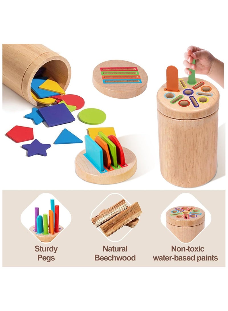 Soofam 3 in 1 Montessori Toys for 1 2 3 Year Old,Wooden Color Sorting Learning Toys for Toddlers,Fine Motor Skills,Preschool Learning Educational Matching Games,Sensory for Toddlers 1-3 - Image 2