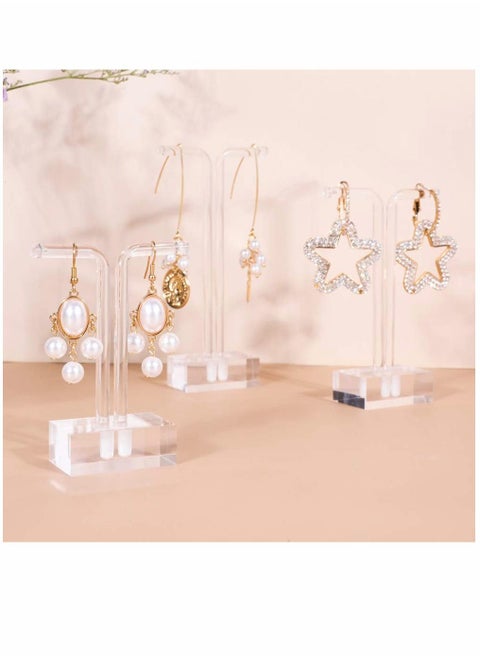 Acrylic 3pcs Earring Display Stand Clear Earring Holder Earring Display Photography Props (Acrylic Earring T Stand - 3pcs)