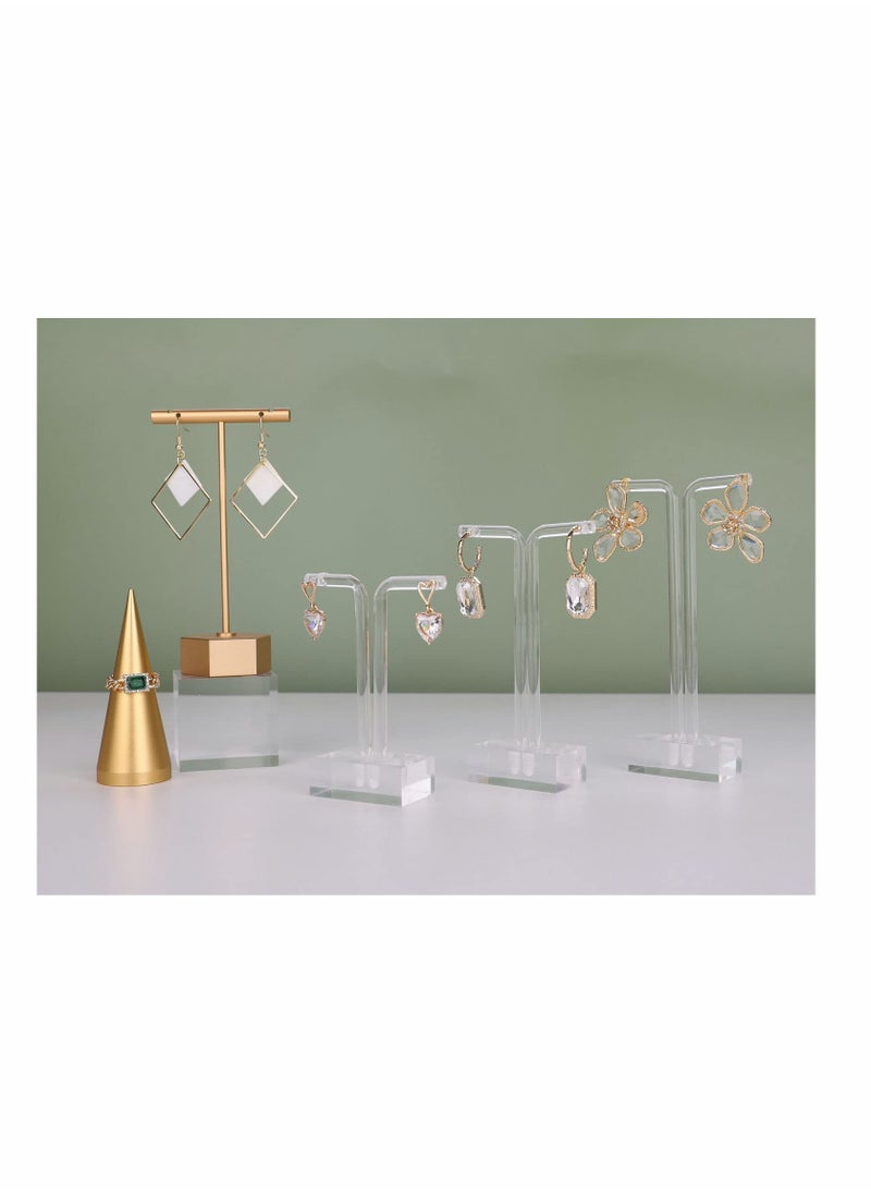 Excefore - Acrylic 3pcs Earring Display Stand Clear Earring Holder Earring Display Photography Props (Acrylic Earring T Stand - 3pcs) - Image 1