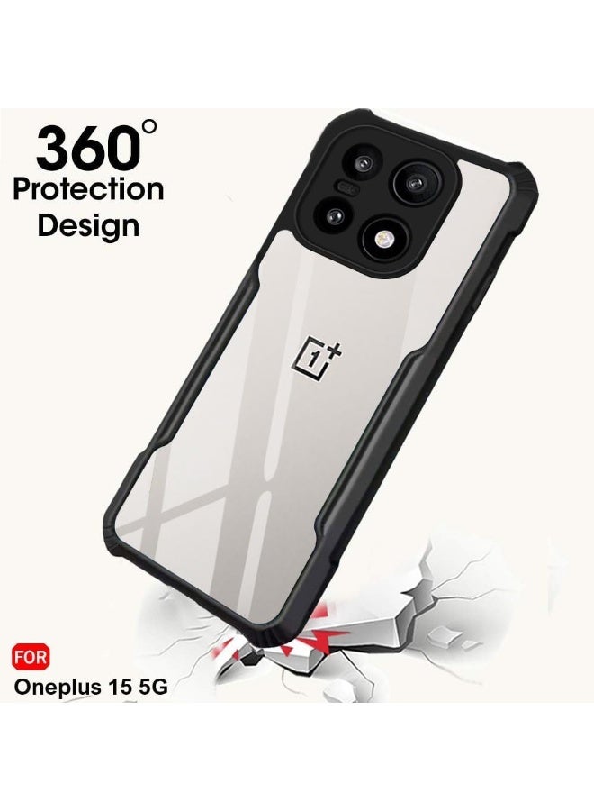 Muzz Shockproof Crystal Clear Back Cover Case for OnePlus 15 5G | 360 Degree Protection | Protective Design | Transparent Back Cover Case for OnePlus 15 (PC & TPU, Black Bumper) - Image 2