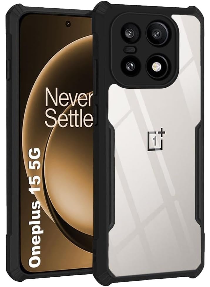 Muzz Shockproof Crystal Clear Back Cover Case for OnePlus 15 5G | 360 Degree Protection | Protective Design | Transparent Back Cover Case for OnePlus 15 (PC & TPU, Black Bumper) - Image 1