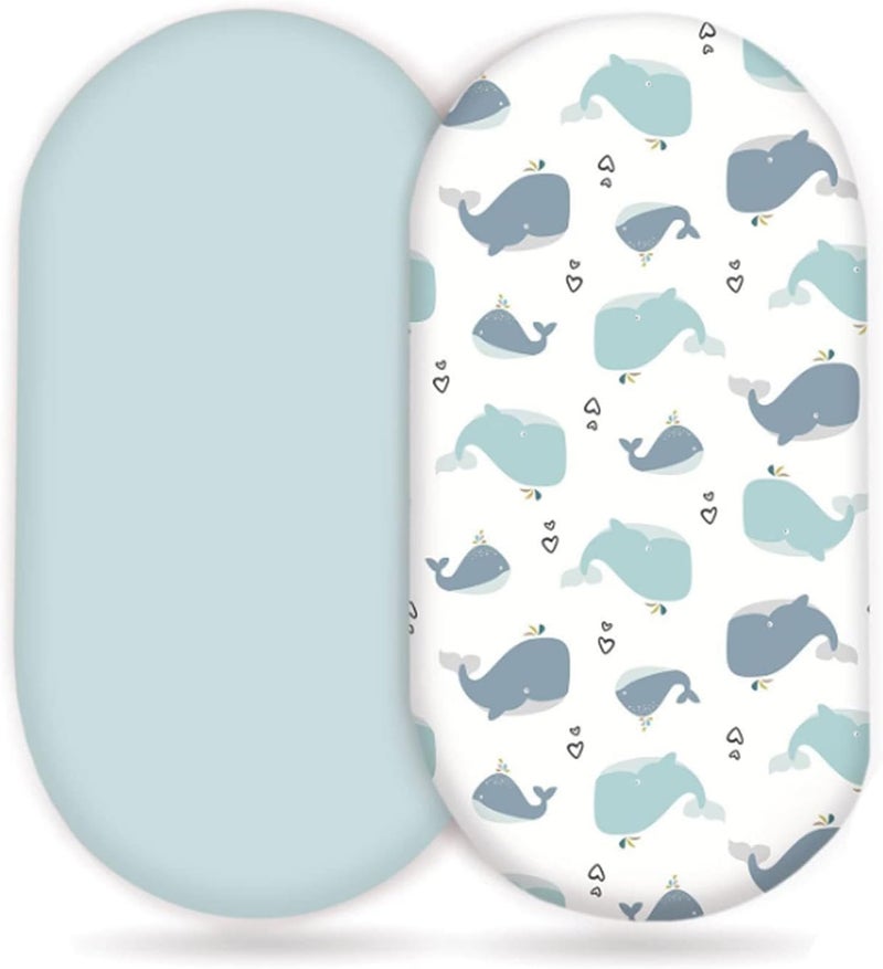 KASTWAVE 2 Pack Moses Basket Fitted Sheets - Breathable Microfibre Muslin Baby Bassinet Sheets - Image 1