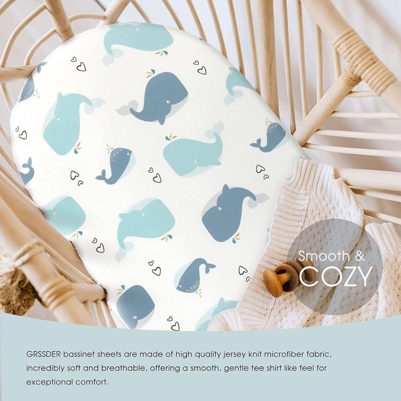KASTWAVE 2 Pack Moses Basket Fitted Sheets - Breathable Microfibre Muslin Baby Bassinet Sheets - Image 3